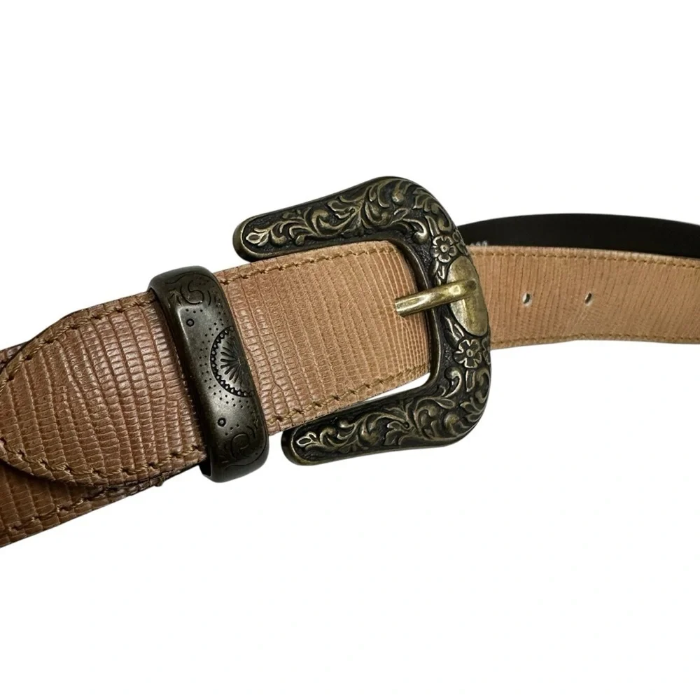 Berge Tan Leather Belt Size Small